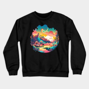 Pastel Landscape | Colorful Psychedelic Art Crewneck Sweatshirt